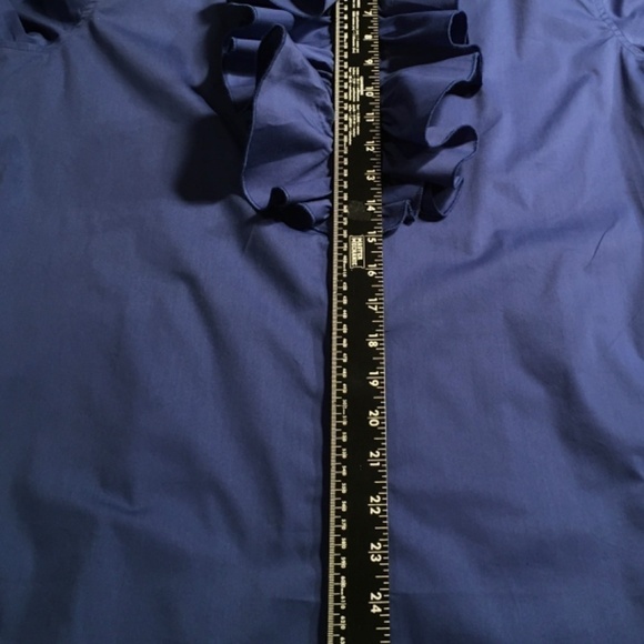 NINETY Pre-owned Stretchy Fitted RUFFLE Blouse, FRENCH BLUE; Size 14 - Picture 4 of 7